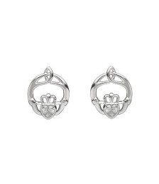 April Birthstone Claddagh Earrings