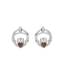 June Birthstone Claddagh Earrings