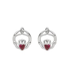 Boucles d'oreilles Claddagh en pierre de naissance de juillet