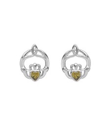 August Birthstone Claddagh Earrings