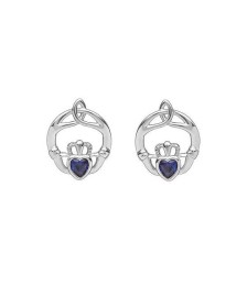 September Birthstone Claddagh Earrings