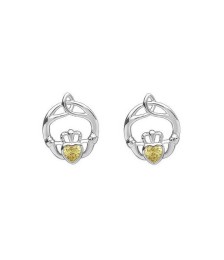 November Birthstone Claddagh Earrings