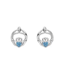 December Birthstone Claddagh Earrings