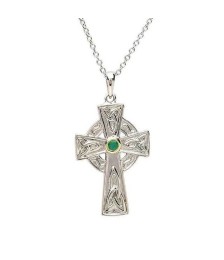 Silver Cross with  Emerald