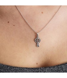 Trinity Knot Celtic Cross - On Neck