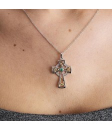 Diamond & Emerald Cross - On Neck