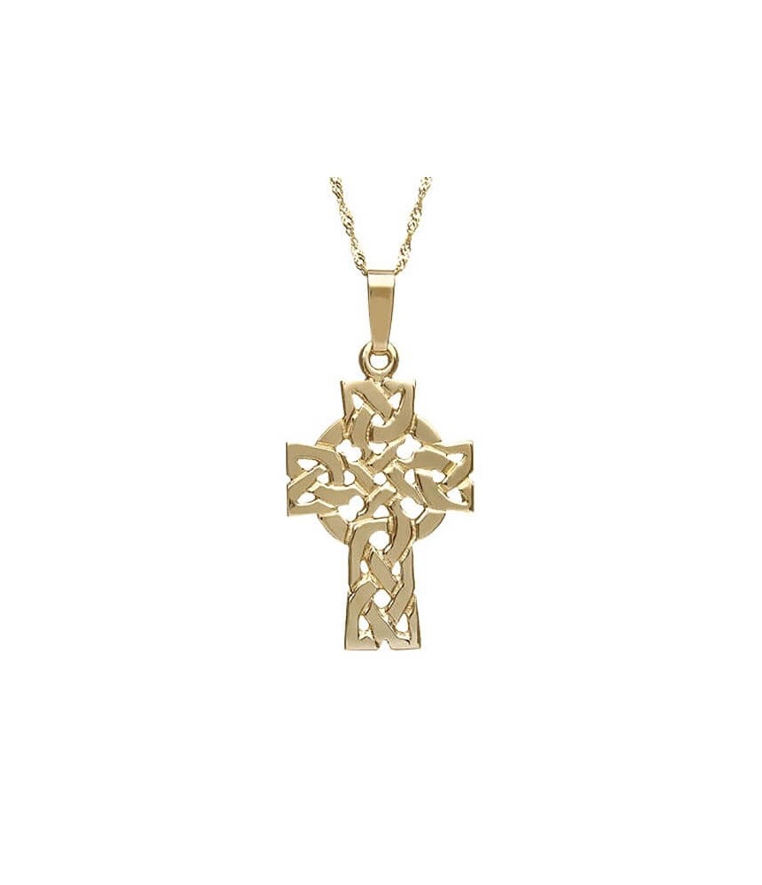 Solid Filigree Celtic Cross - Yellow Gold