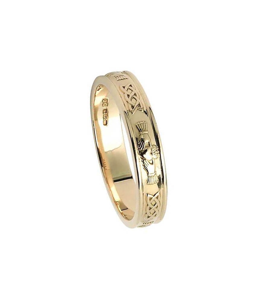 Damen Claddagh Ehering - Gelbgold