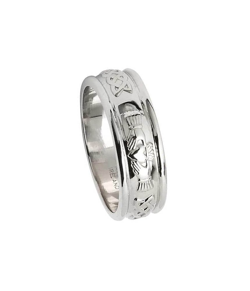 Mens Claddagh Silver Wedding Ring