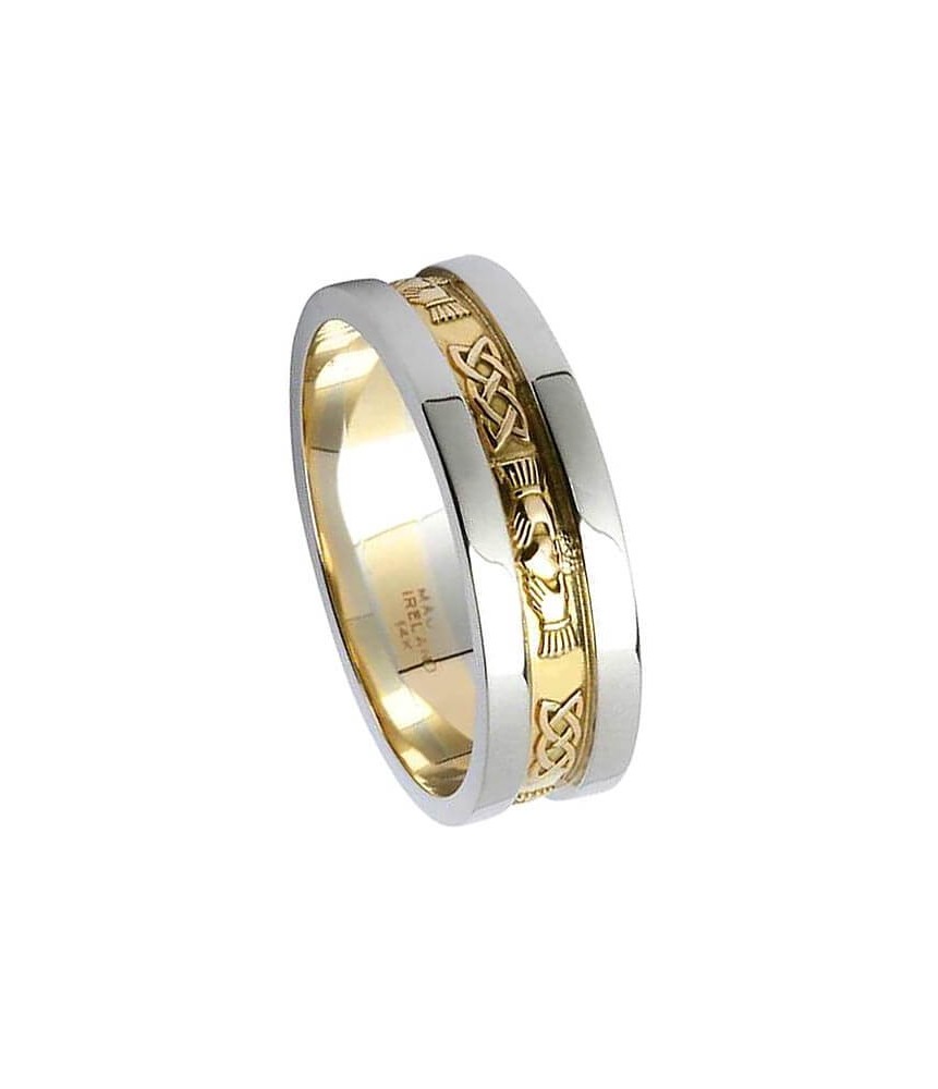 Friendship Ring with Trim - Yellow with White Gold Trim