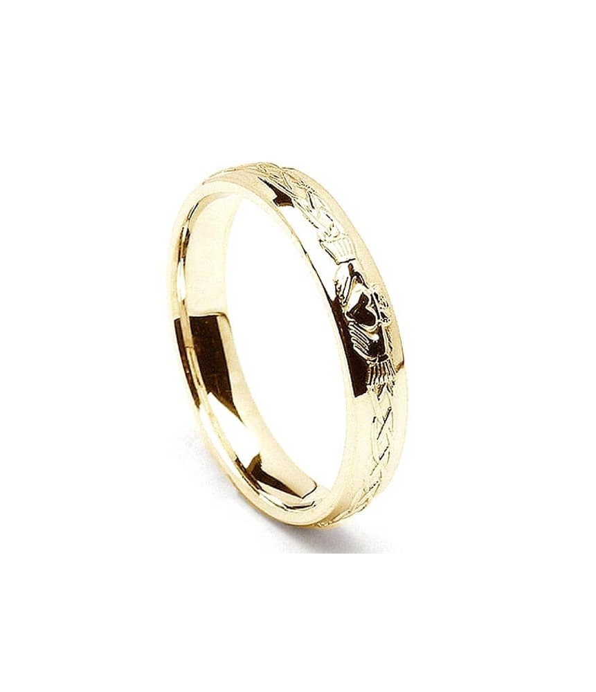 Damen Claddagh Ehering - Gelbgold