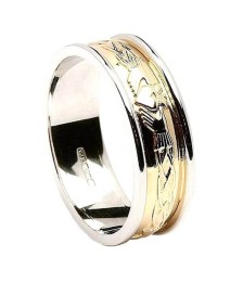 Engraved Claddagh Two-Tone Band