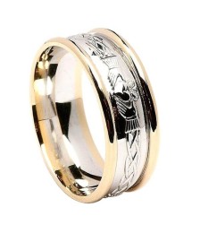 Bague de mariage Claddagh gravée avec bordure