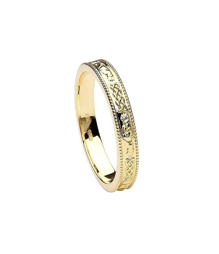 Women's Narrow Claddagh Wedding Ring - Yellow Gold