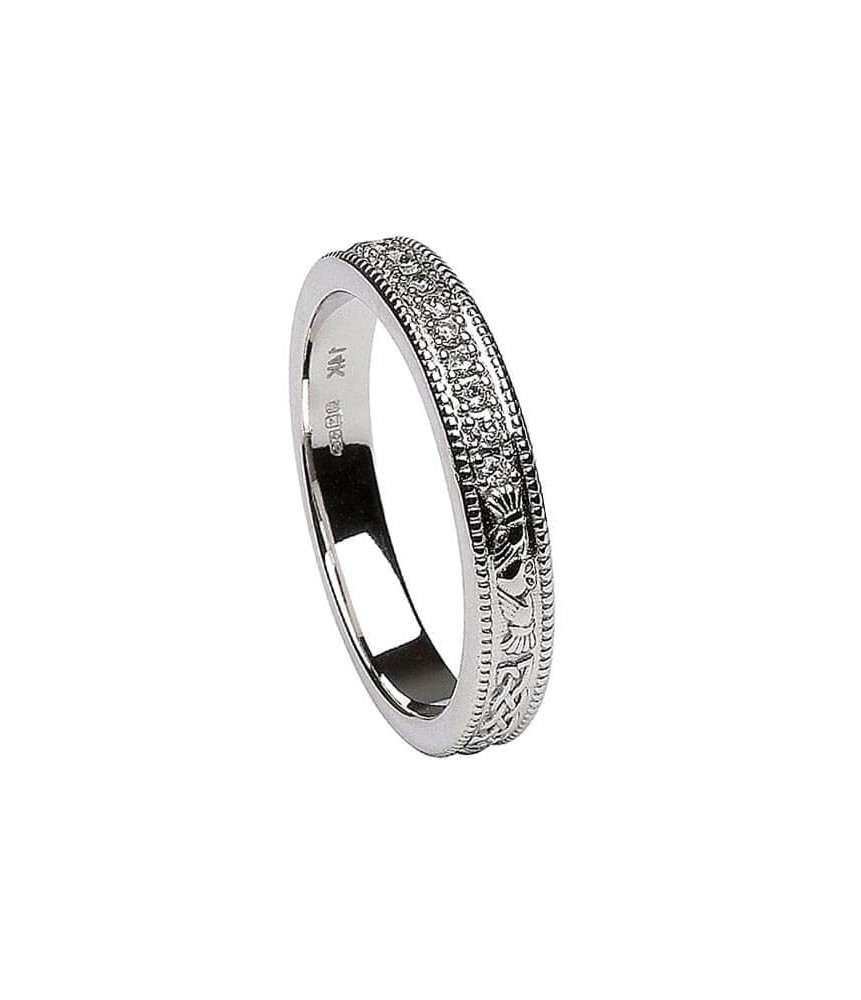 Bague étroite en or blanc avec diamants