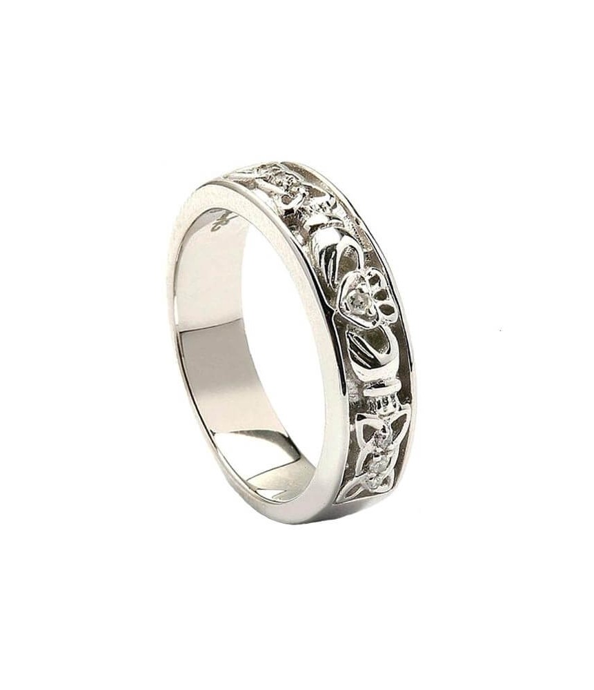 Noeud celtique Bague en or blanc Claddagh