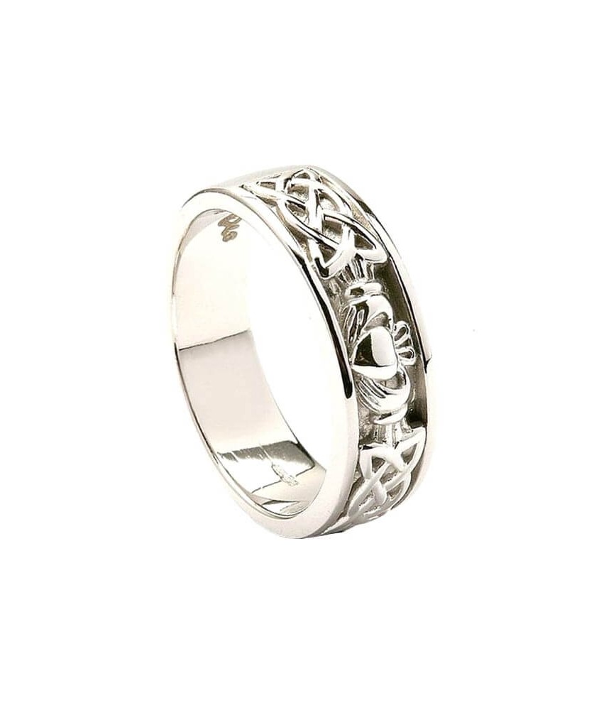 Noeud celtique Hommes or blanc Claddagh