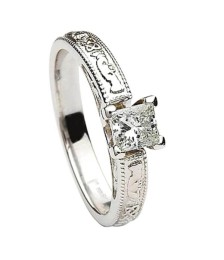 Claddagh Embossed Princess Cut Diamond