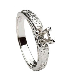 Claddagh Embossed Princess Cut Diamond - Without Diamond