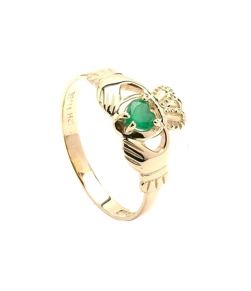 Emerald Heart Claddagh Ring