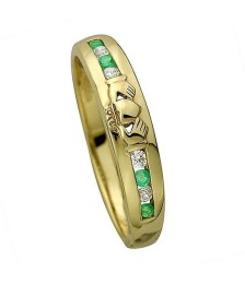 Claddagh Diamond Eternity Ring - Yellow Gold