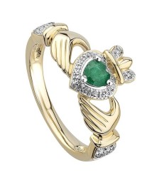 Claddagh Emerald Engagement Ring