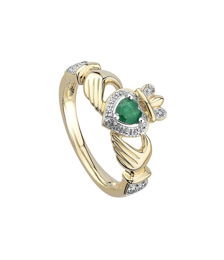 Claddagh Emerald Engagement Ring - Gold