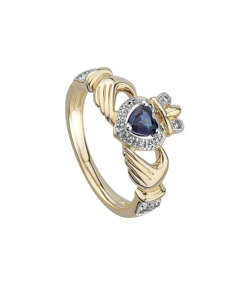 Claddagh Sapphire Engagement Ring - Gold