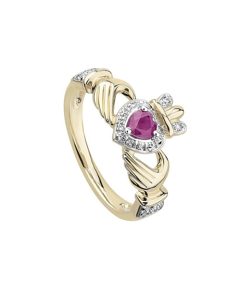 Claddagh Ruby Engagement Ring - Gold