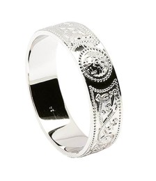 Men's Irish Wedding Ring - White Gold