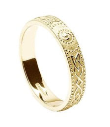 Mens Narrow Irish Wedding Ring - Gold