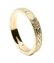 Womens Narrow Irish Wedding Ring - Gold