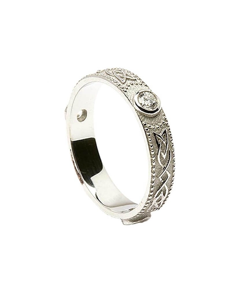 Women's Celtic Diamond Wedding Ring - White Gold