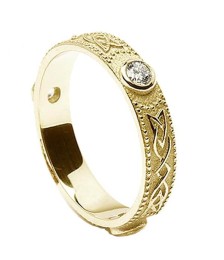 Damen keltische Diamant Ehering - Gold