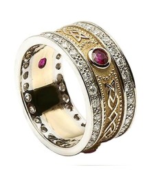 Ruby Shield Ring with Diamond Trim