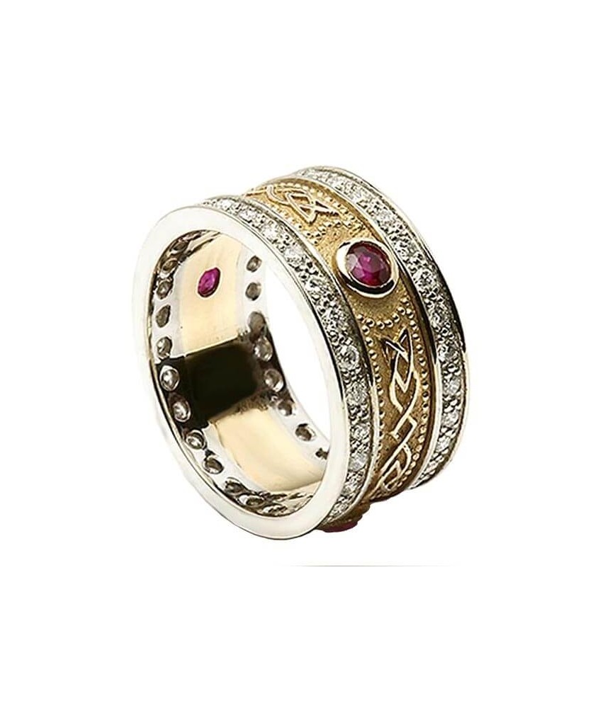 Ruby Shield Ring with Diamond Trim