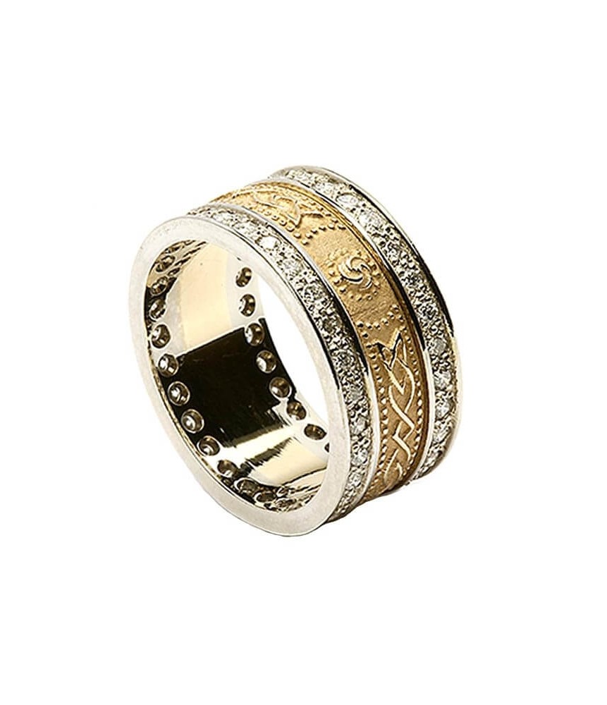 Celtic Shield Ring with Diamond Trim