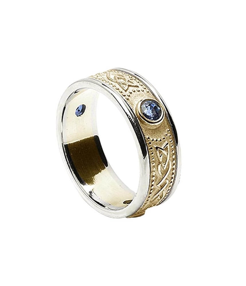 Celtic Shield Ring with Sapphires - Yellow with White Trim