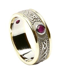 Celtic Shield Ring with Ruby