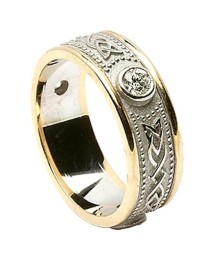 Bague à diamants celtiques avec bordure - Avec garniture jaune