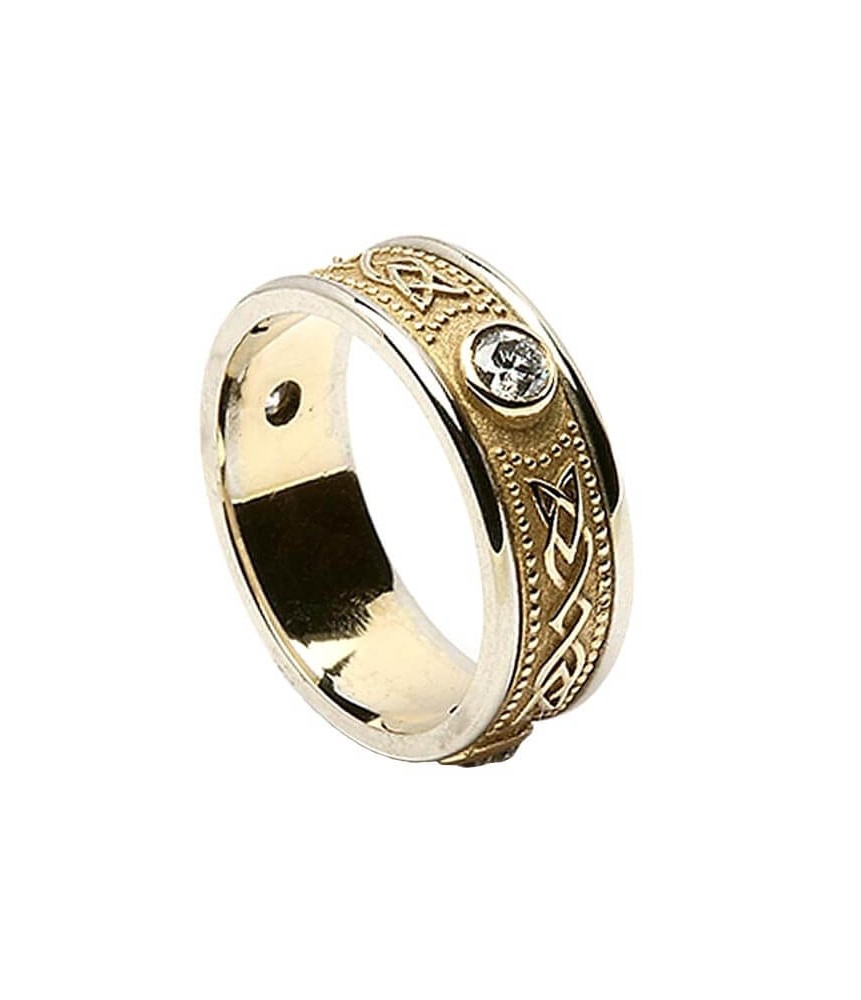 Celtic Diamond Ring with Trim - With White Trim