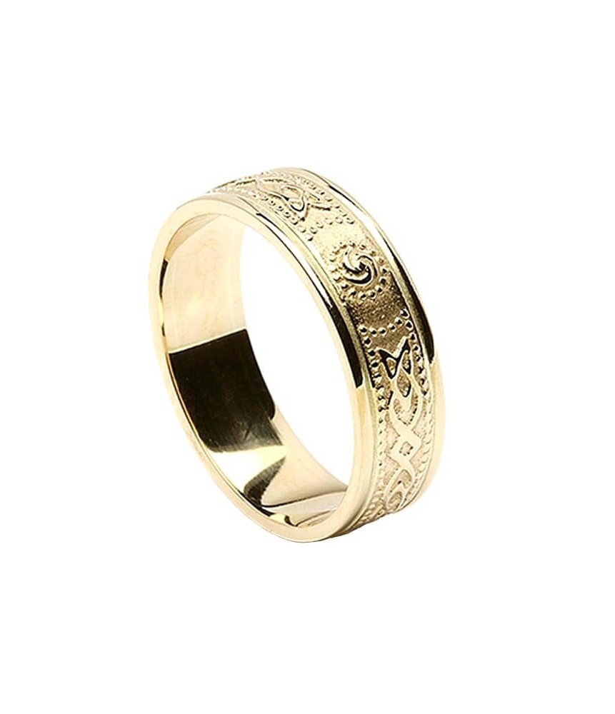 Bague irlandaise étroite avec bordure pour femme - Tout l'or jaune