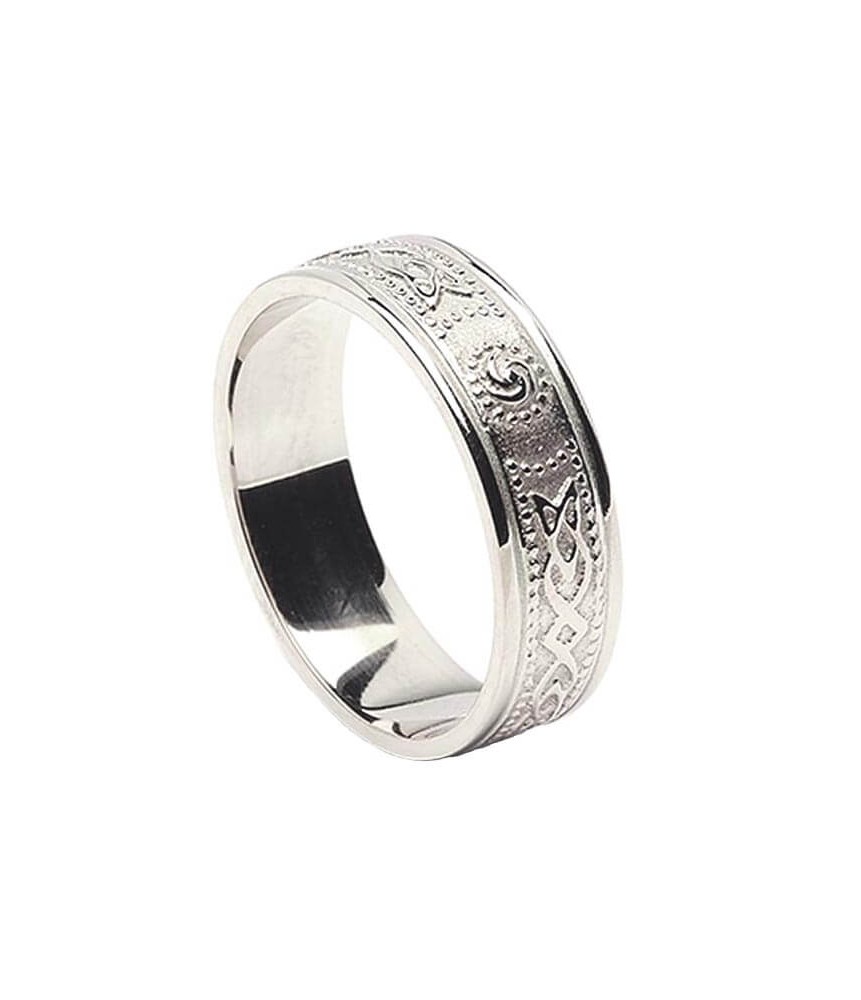 Bague irlandaise étroite avec bordure pour femme - Tout or blanc