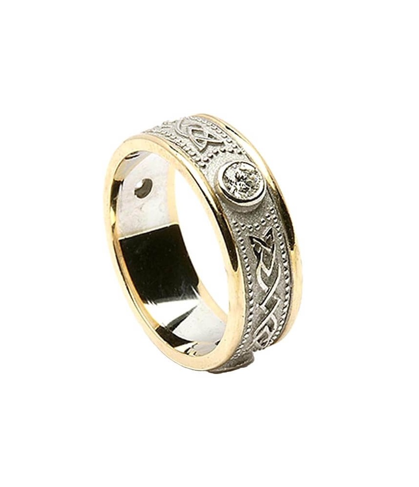 Bague à diamants celtiques avec bordure - Avec garniture jaune