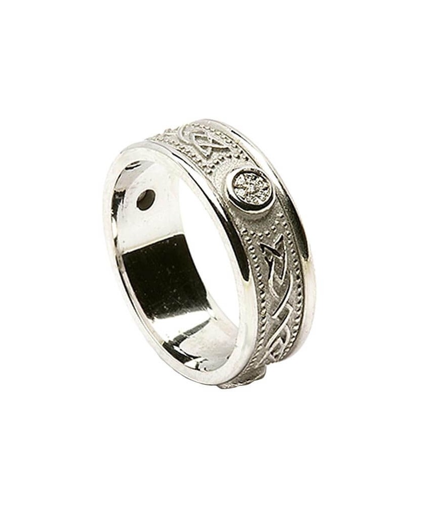 Celtic Diamond Ring with Trim - All White Gold