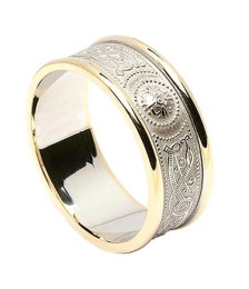 Men's Celtic Shield Ring with Trim