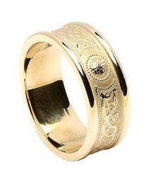 Gold Shield Ring with Trim