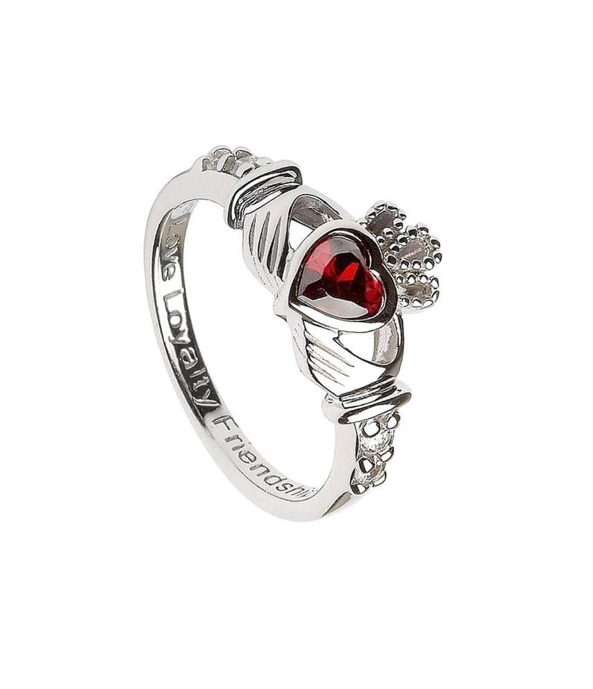 Januar Geburtsstein Claddagh Ring - Silber