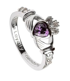 February Birthstone Claddagh Ring