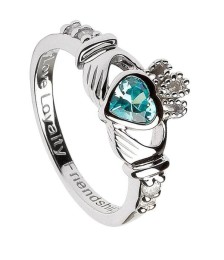 March Birthstone Claddagh Ring